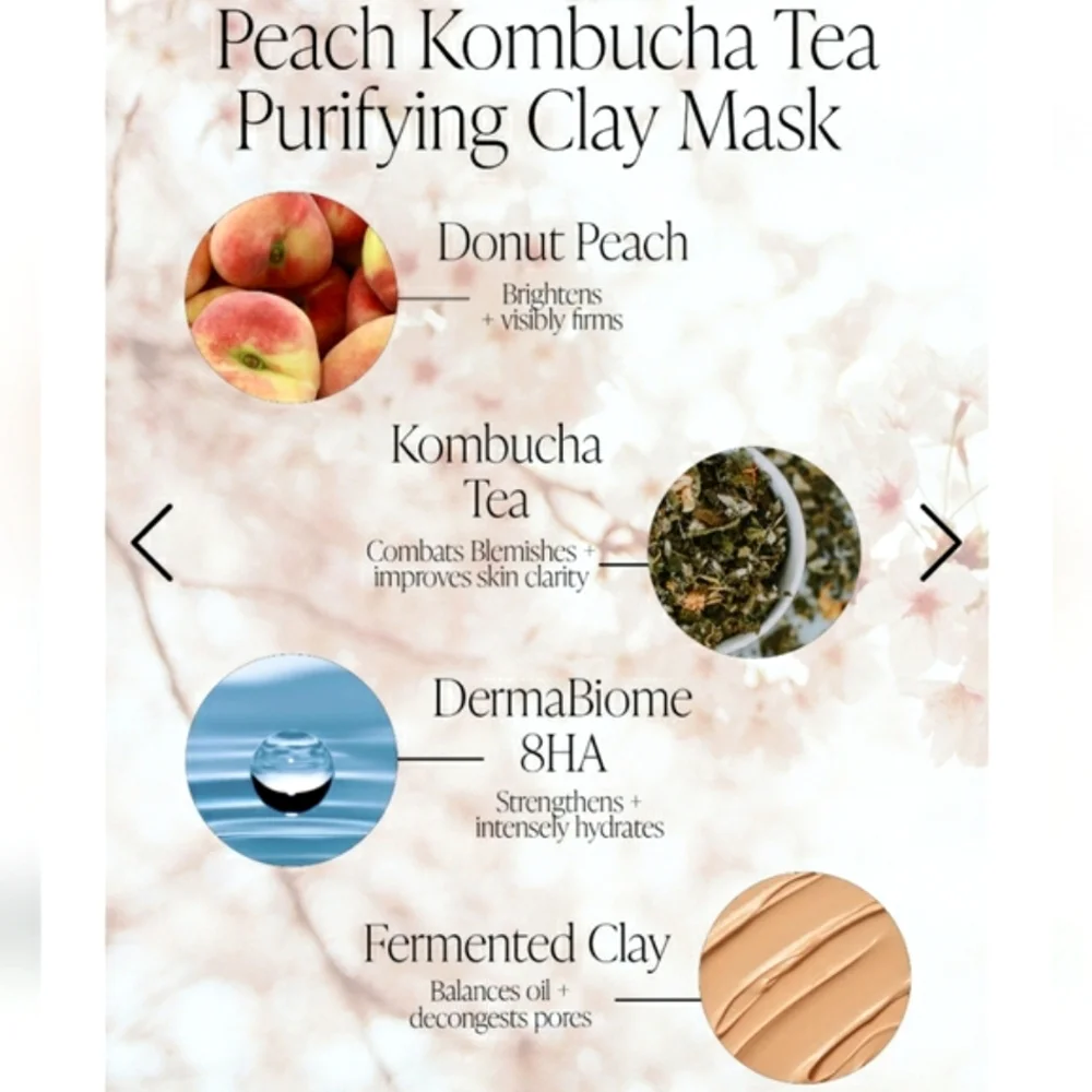 Byroe Peach Kombucha Tea Purifying Clay Mask 2.82 oz 80 ml